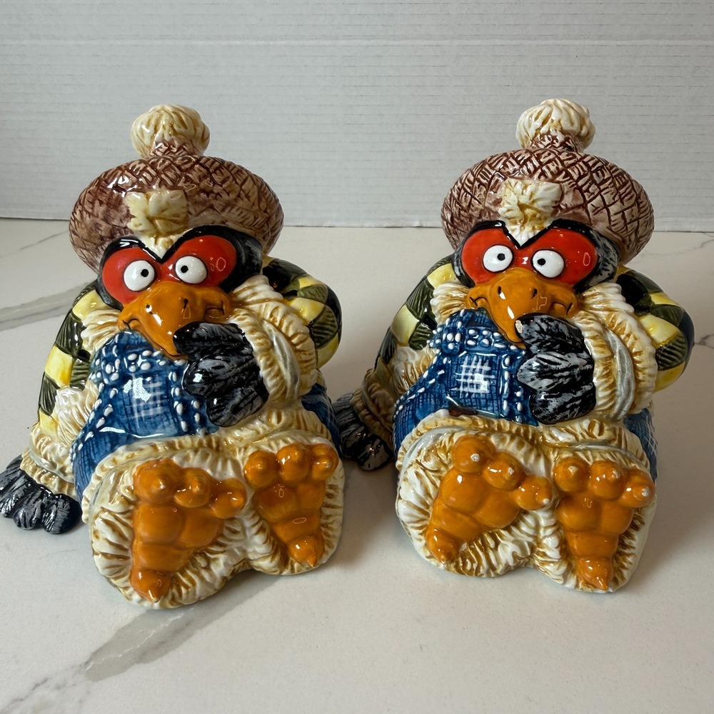 Fitz & Floyd Essentials Scary Crow Salt Pepper Shakers Fall Harvest Halloween